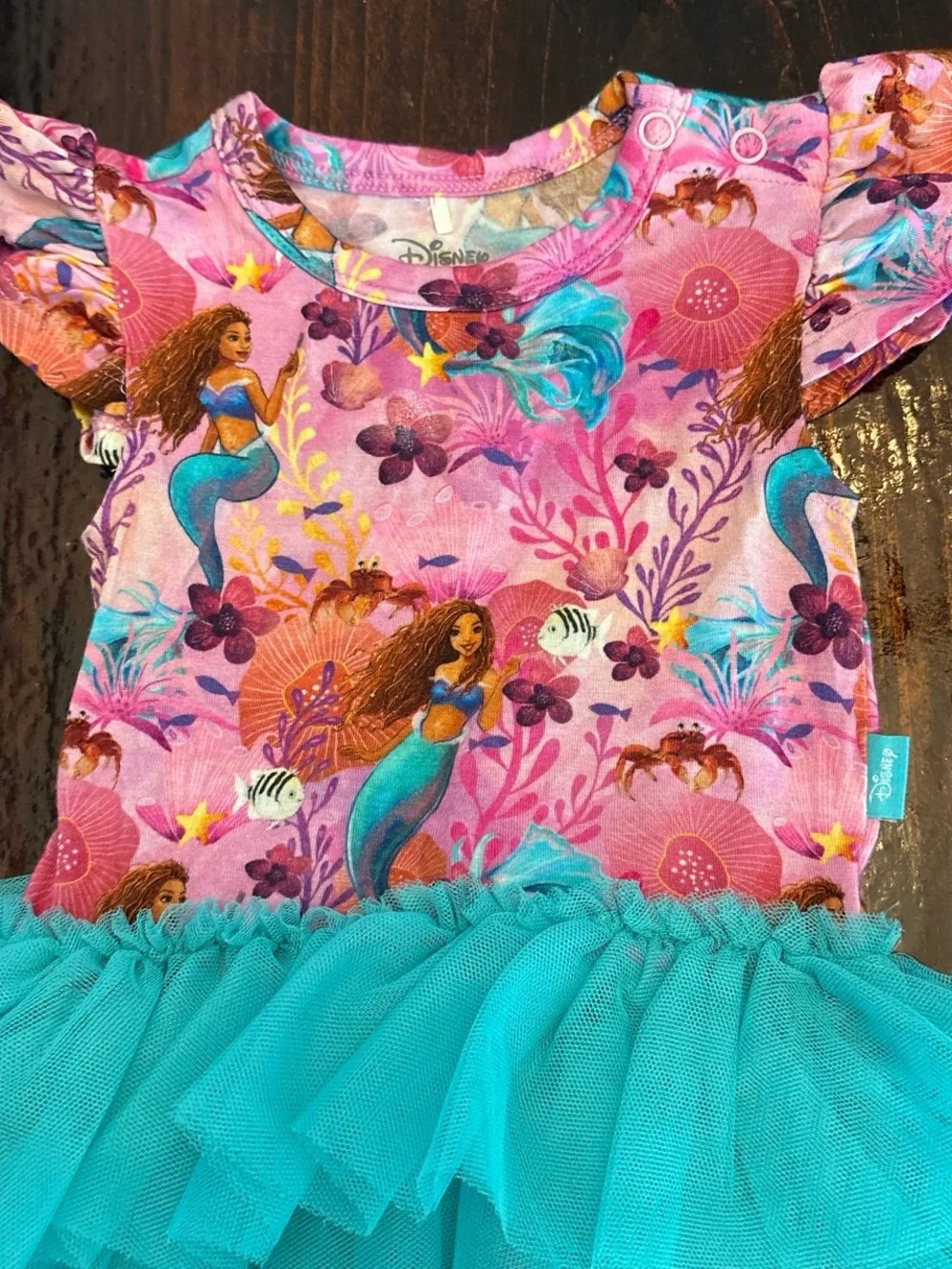 Posh Peanut Pink and Teal Mermaid Tutu One-Piece Bodysuit